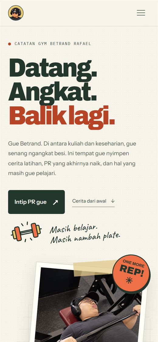 Halaman utama Training Journey di ponsel.